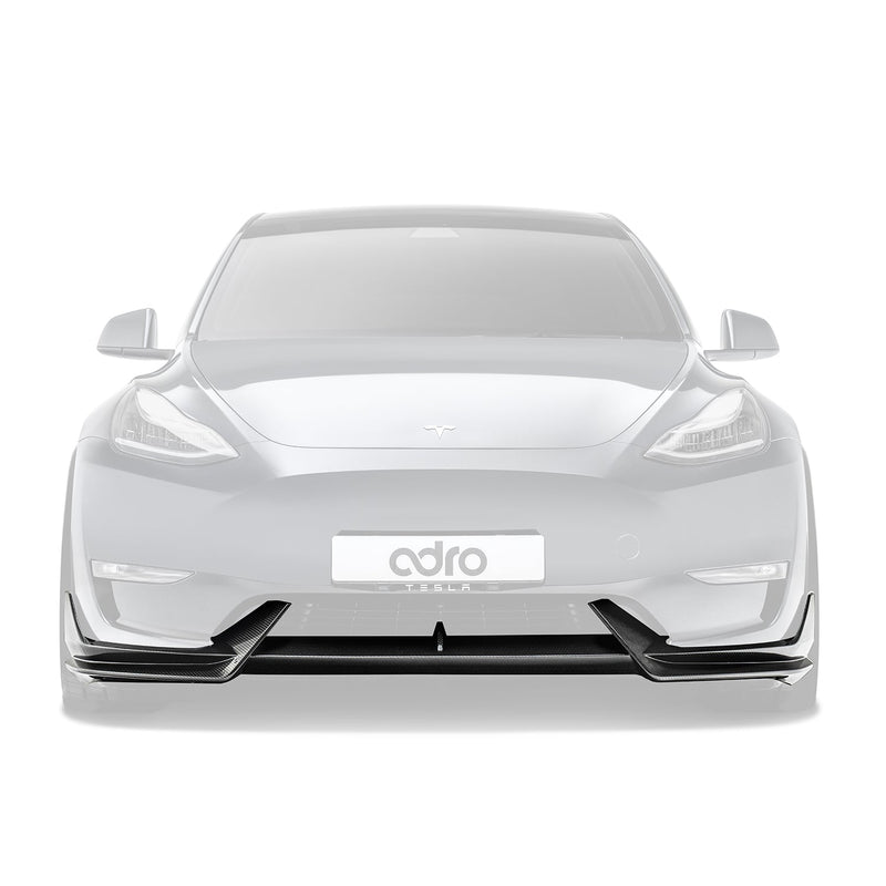 ADRO Tesla Model Y Front Lip V1 Carbon Fiber — frontperspektiv