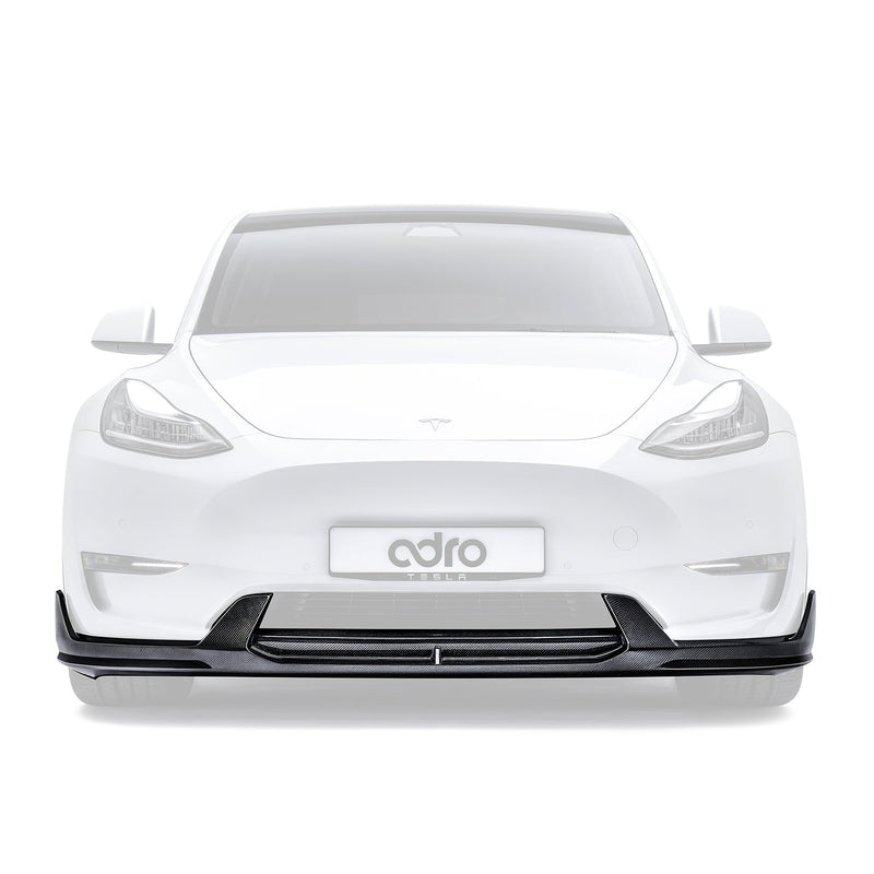 ADRO Tesla Model Y Front Lip V2 Carbon Fiber — frontperspektiv
