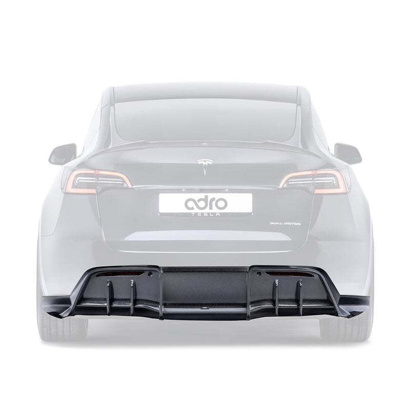 ADRO Tesla Model Y Rear Diffuser V1 Carbon Fiber — bakperspektiv