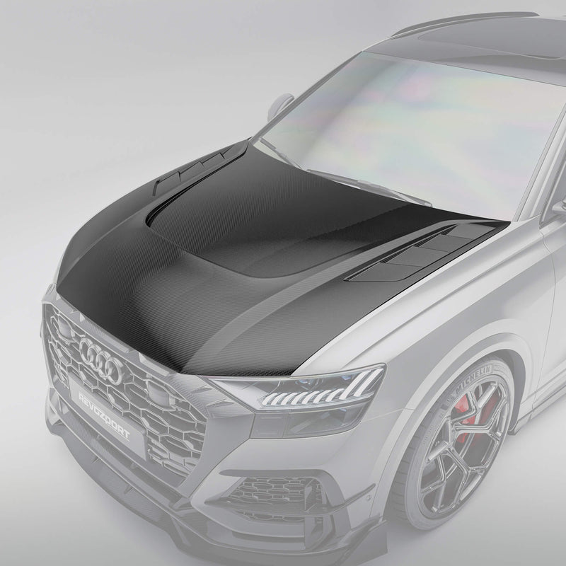 Audi RSQ8 LCI Pre-Facelift Carbon Fiber Hood: High-Contrast, Eye-Catching Effect from a Top-Down View