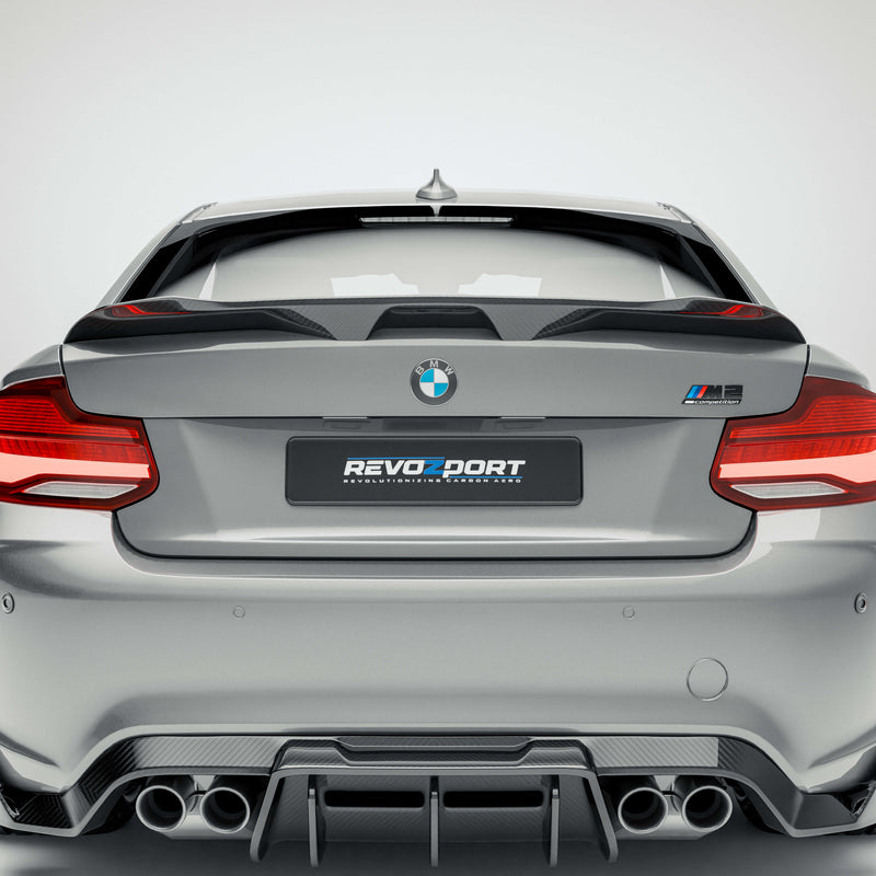 Rendering of the Partially Installed Carbon Fiber Rear Wing on the BMW M2 F87 Competition Edition