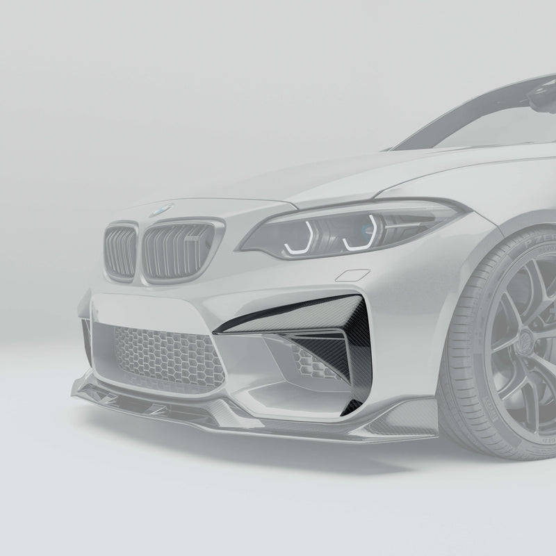 BMW M2 F87 N55 Carbon Fiber Bumper Inserts: Partial High-Light Rendering Effect