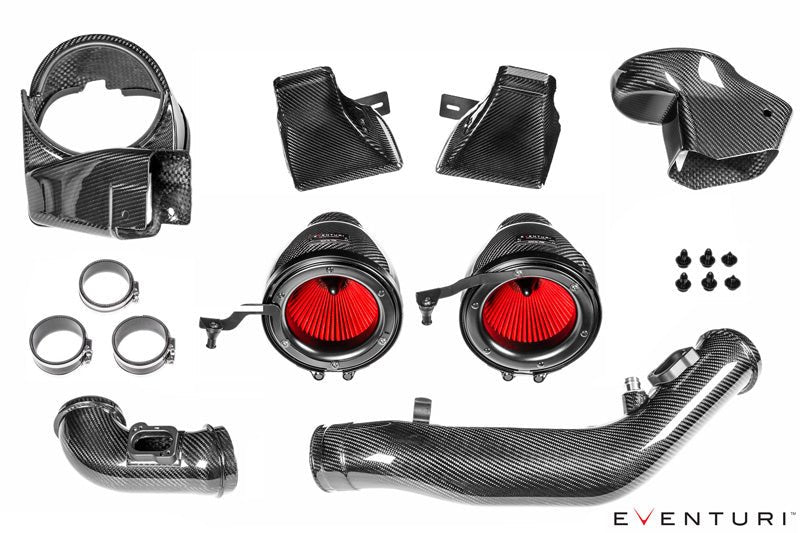 Eventuri BMW F8X M3/M4 V2 Full Black karbon luftinntak med SEALED karbon ducts