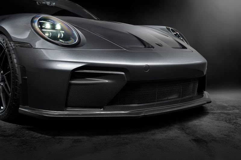 Techart Porsche 992.2 GT3 Front Spoiler — sideperspektiv grå/sort