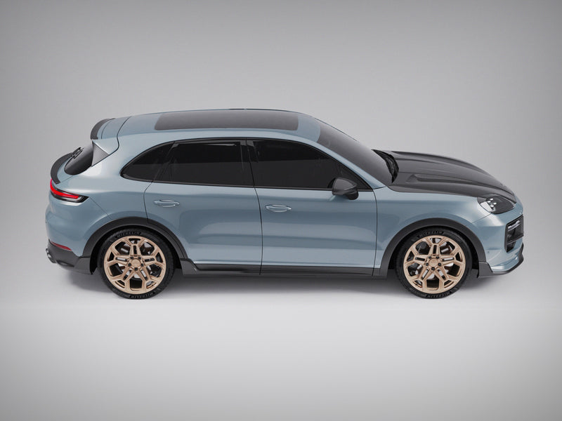 Techart Porsche Cayenne E3.2 Dørsidepaneler PU — blå/sort sideperspektiv