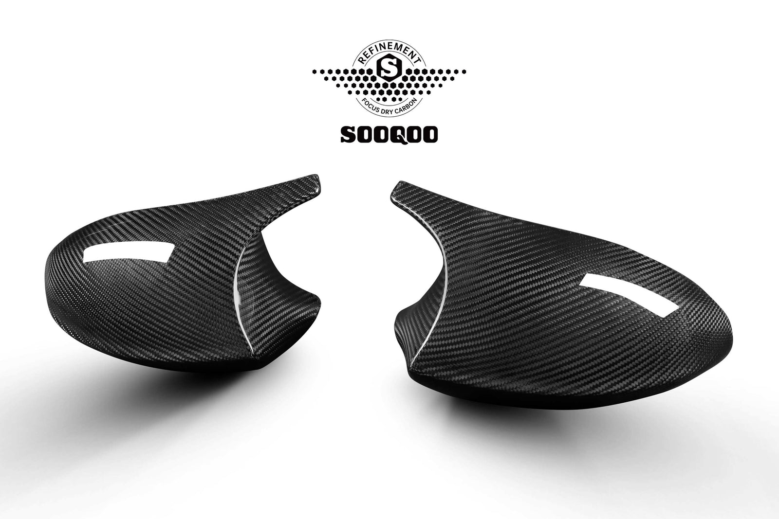 SOOQOO – Carbon Speilkåper (M Style)  BMW 1-serie / 3-serie / 1M E82 E87 E90 E91 E92 E93 (2005–2013)
