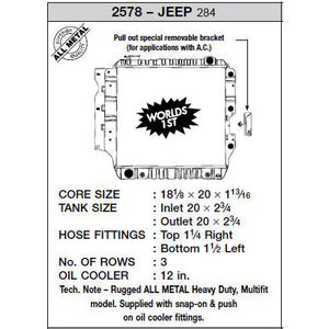 CSF Jeep Wrangler 87-04 radiator (3-Row Copper)