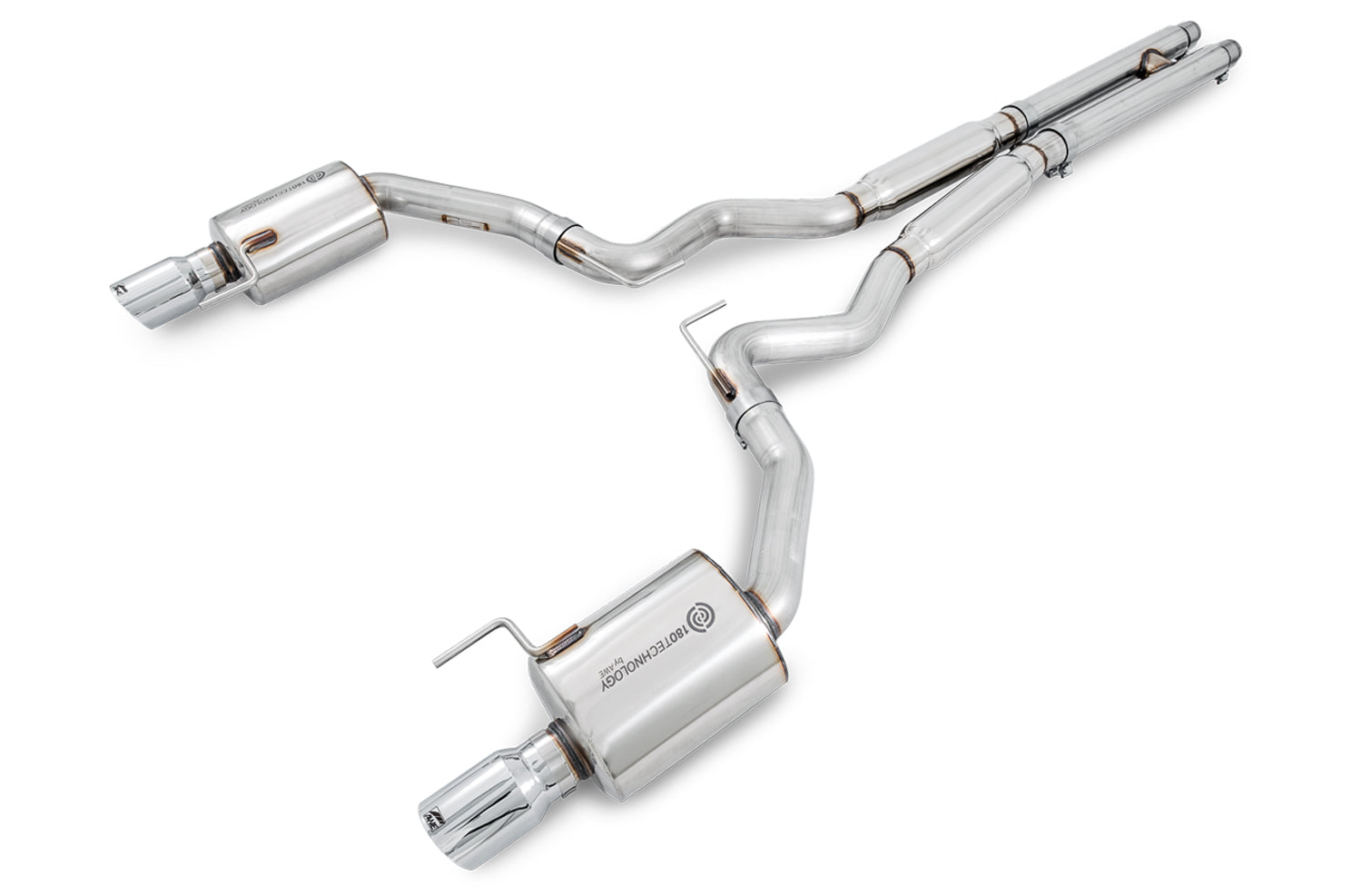 AWE Touring Edition Catback Ford S550 Mustang GT — Chrome Silver dual tips