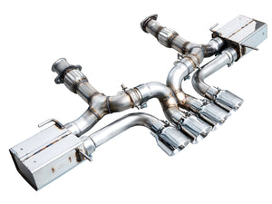 AWE SwitchPath Catback C8 Corvette Z06 — Chrome Silver tips bakperspektiv