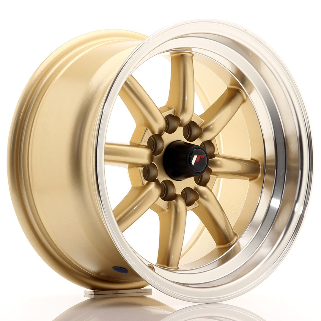 JR Wheels JR19 15x8 ET0 4x114.3 Gold w/ Machined Lip
