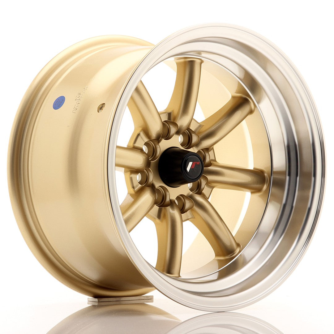 JR Wheels JR19 15x9 ET-13 4x100 Gold w/ Machined Lip