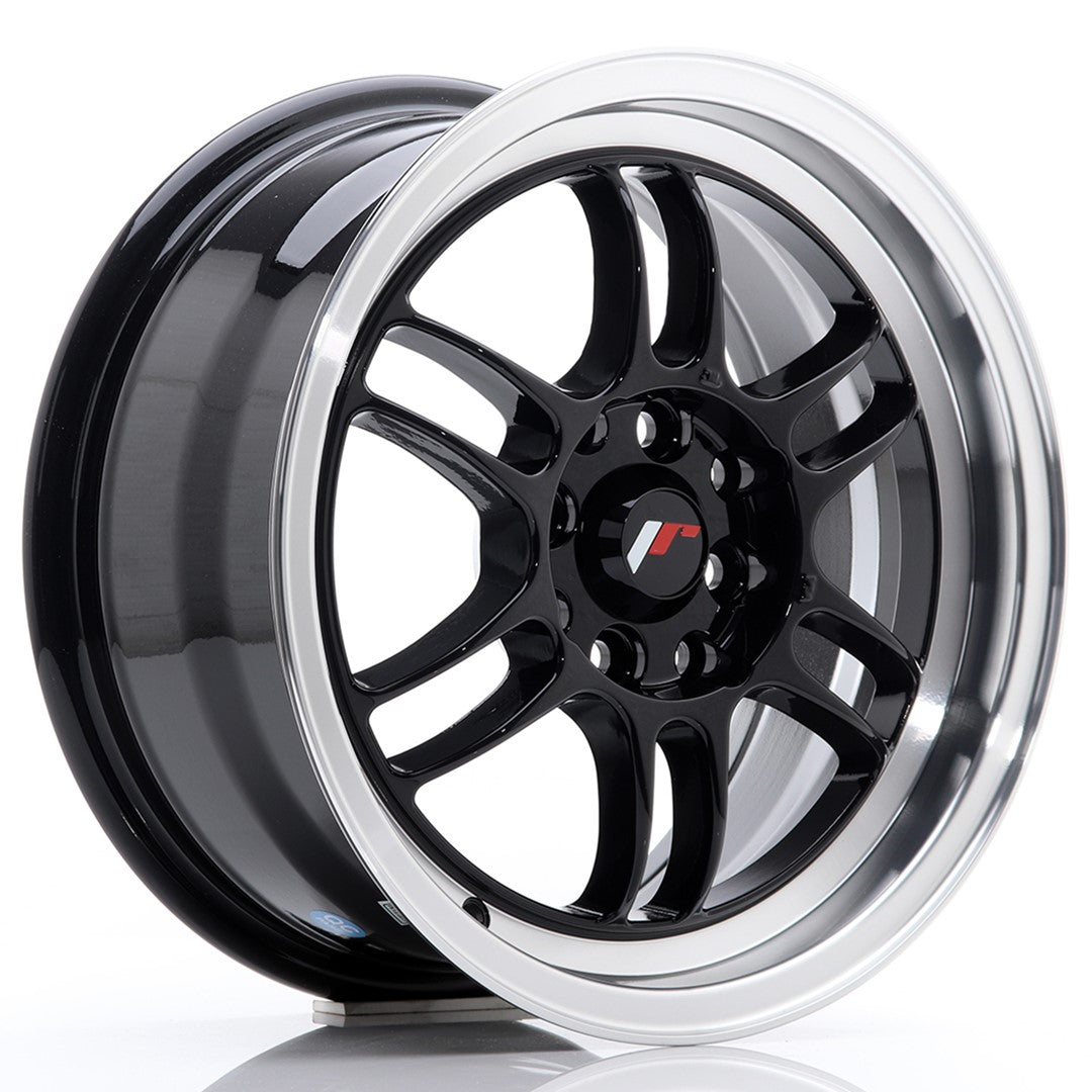 JR Wheels JR7 15x7 ET38 4x100 Gloss Black w/ Machined Lip