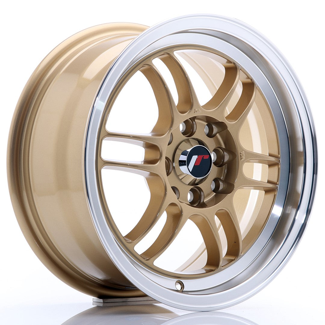 JR Wheels JR7 15x7 ET38 4x114.3 Gold w/ Machined Lip