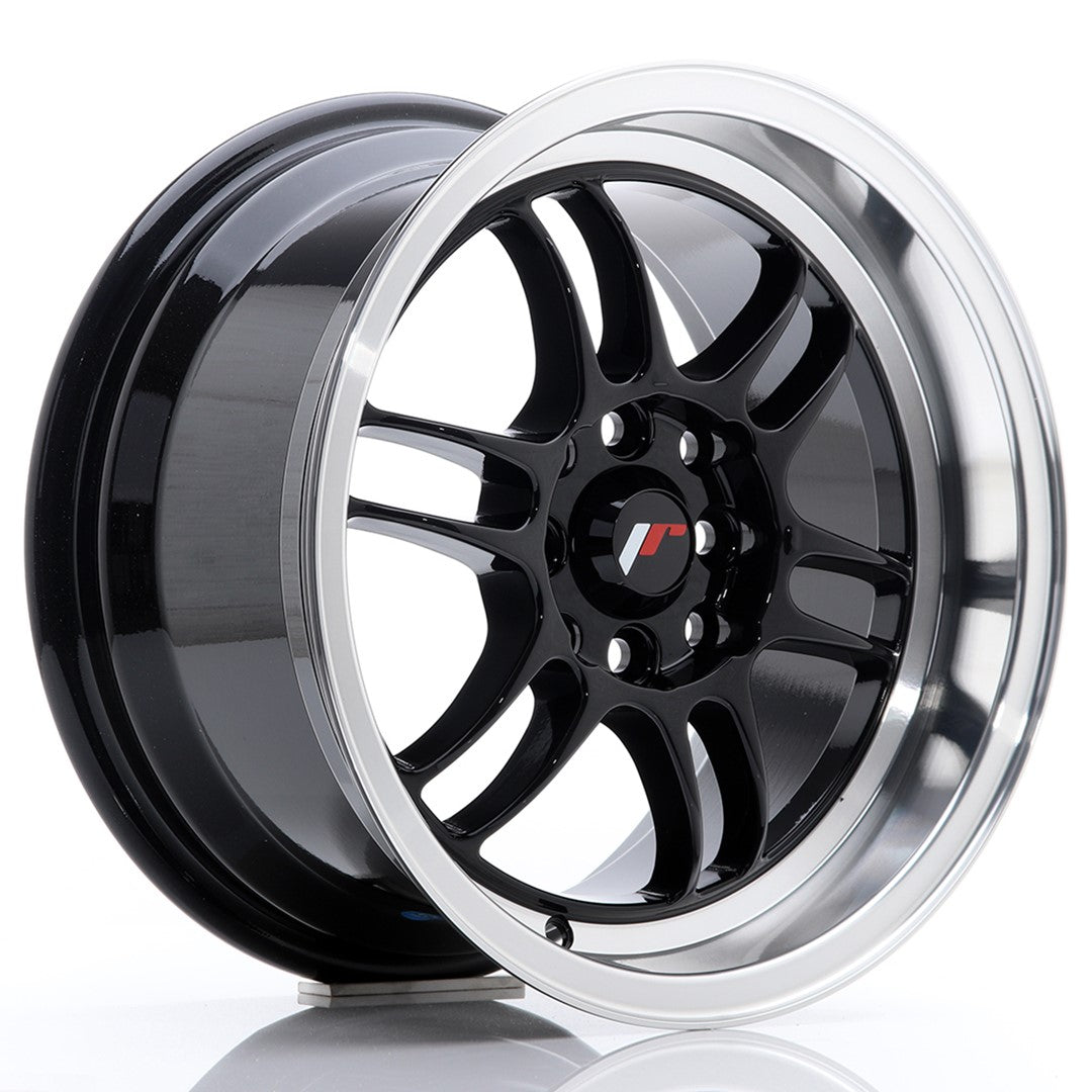 JR Wheels JR7 15x8 ET35 4x100 Gloss Black w/ Machined Lip