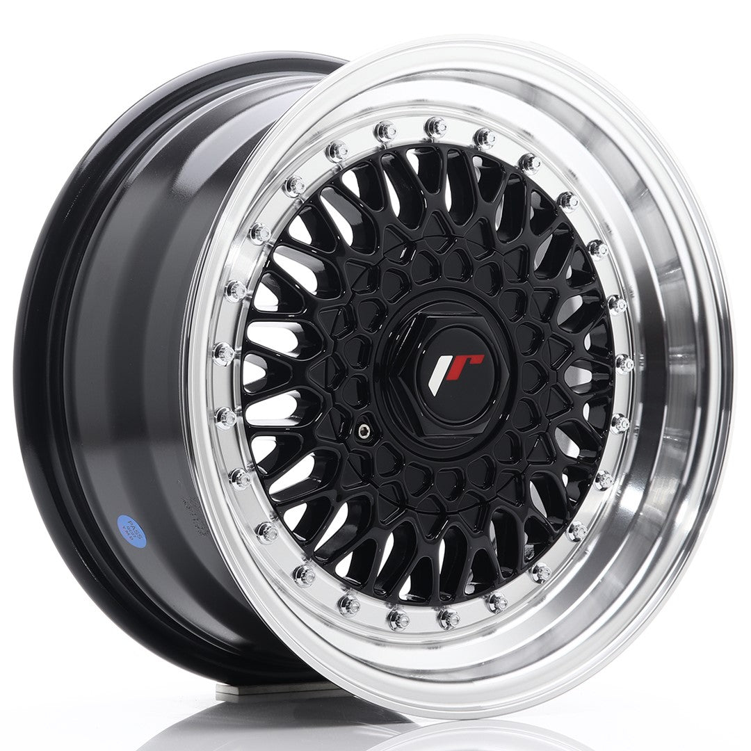 JR Wheels JR9 15x7 ET20 4x108 Gloss Black w/ Machined Lip