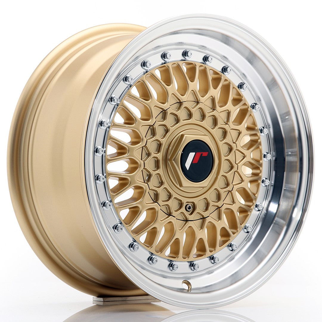 JR Wheels JR9 15x7 ET20 4x108 Gold w/ Machined Lip