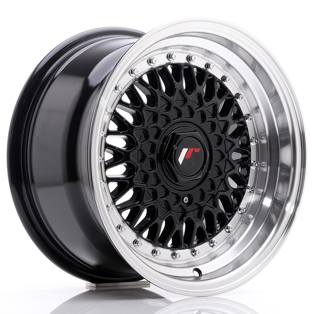 JR Wheels JR9 15x8 ET20 4x108 Gloss Black w/ Machined Lip