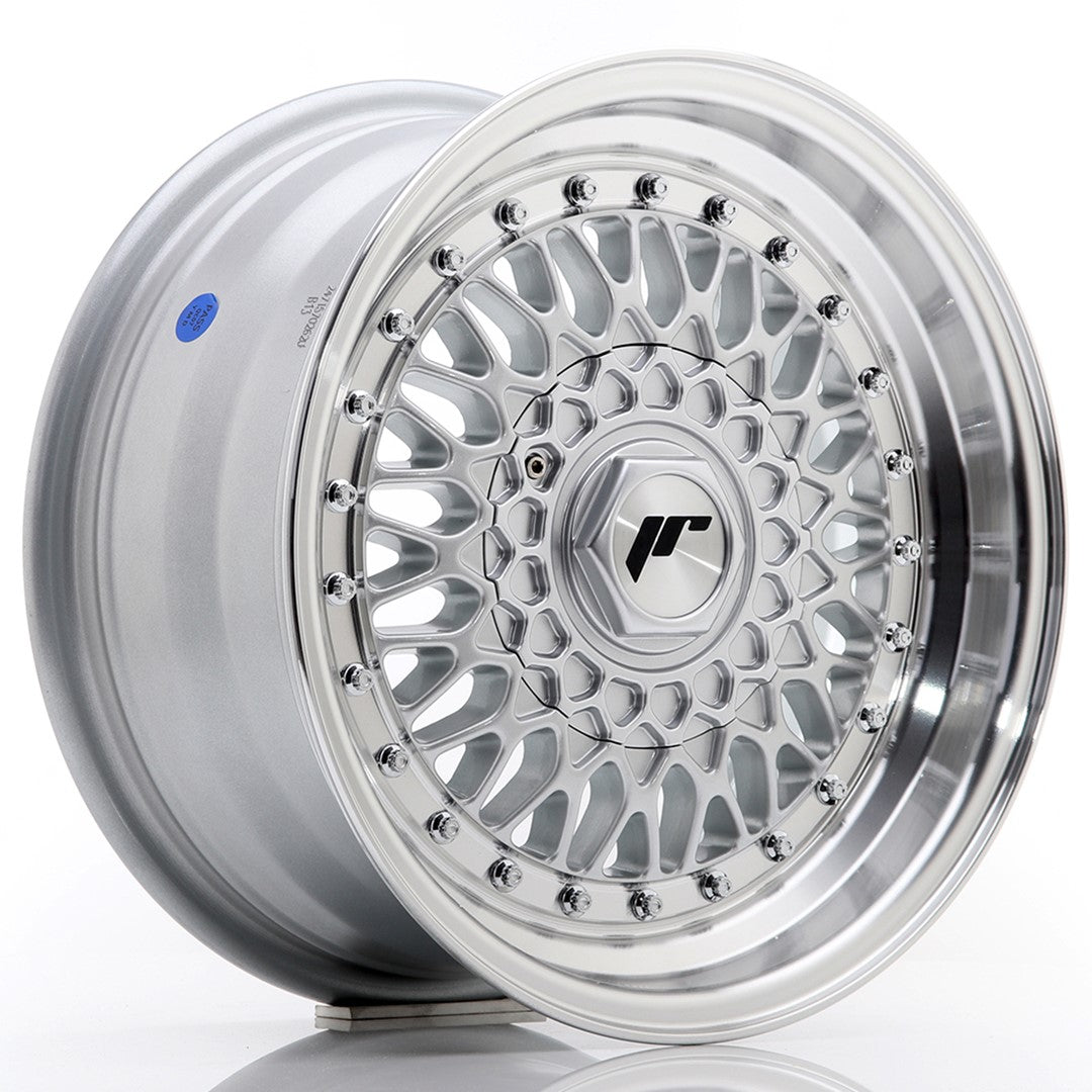 JR Wheels JR9 15x7 ET20 4x108 Silver w/ Machined Lip+Silver Rivets