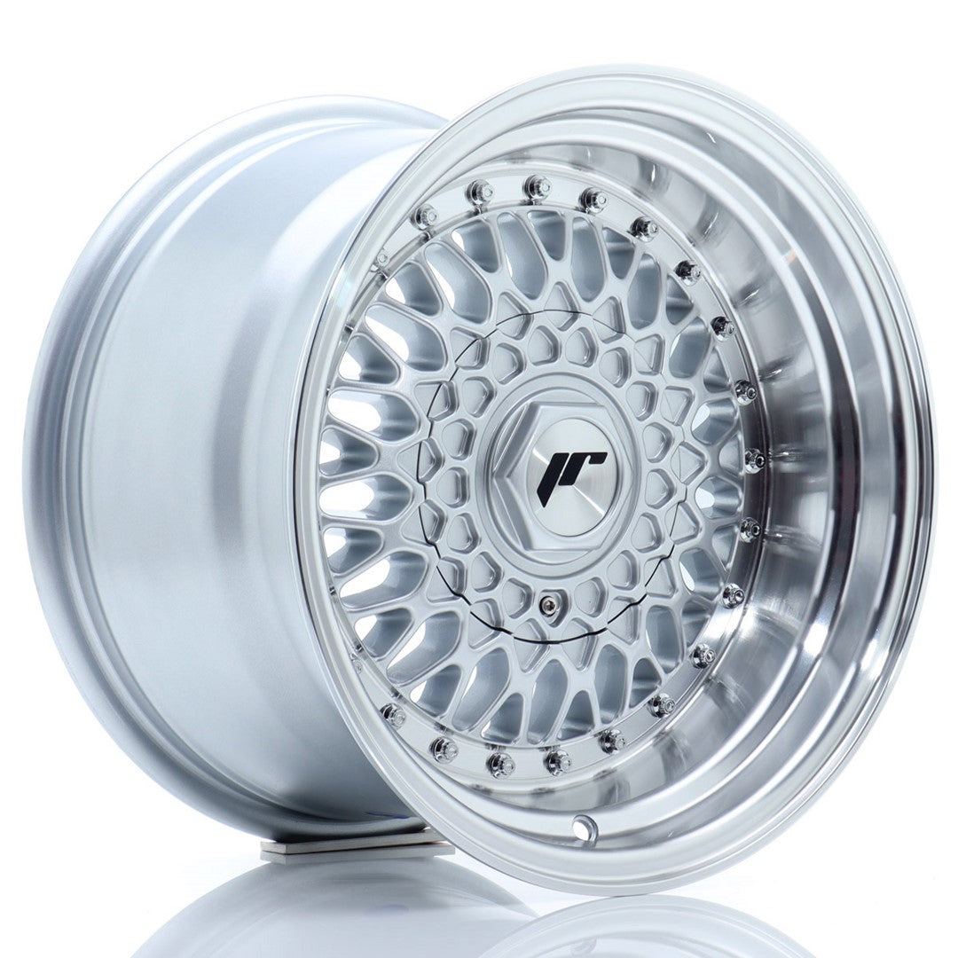 JR Wheels JR9 15x9 ET10 4x108 Silver w/ Machined Lip+Silver Rivets