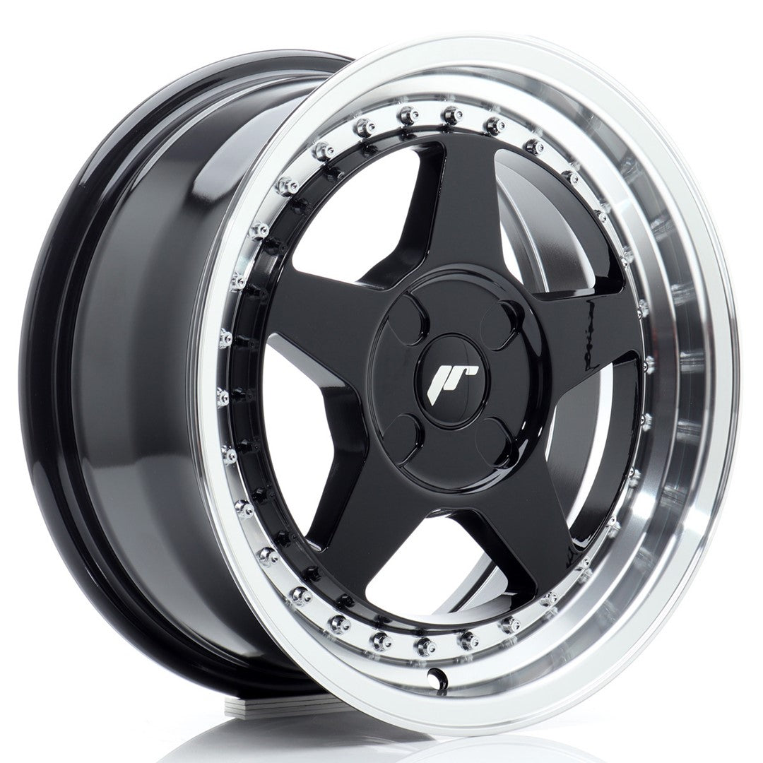 JR Wheels JR6 16x7 ET20-35 4x110 Gloss Black w/ Machined Lip