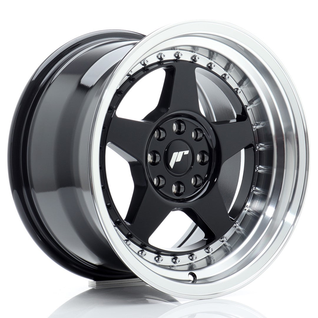 JR Wheels JR6 16x9 ET20 4x108 Gloss Black w/ Machined Lip