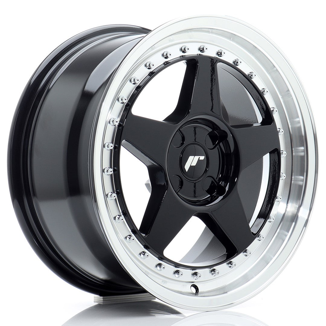 JR Wheels JR6 17x8 ET20-35 4x100 Gloss Black w/ Machined Lip