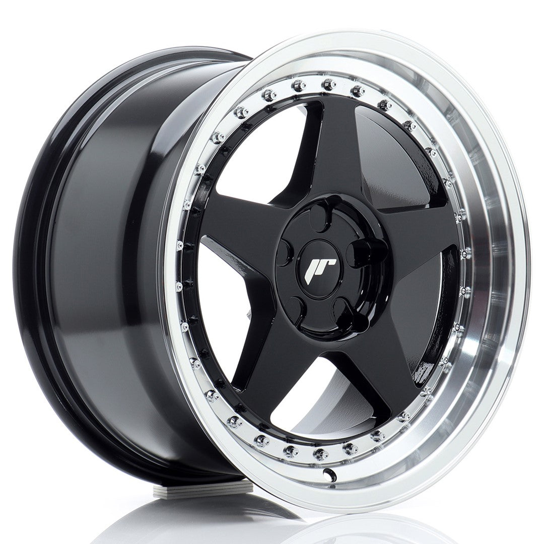 JR Wheels JR6 17x9 ET20-35 5x110 Gloss Black w/ Machined Lip