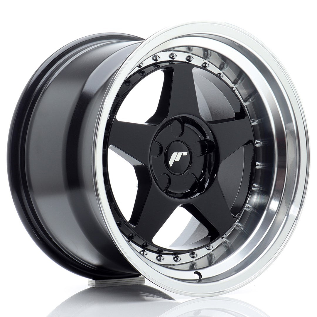 JR Wheels JR6 17x10 ET0-20 5x100 Gloss Black w/ Machined Lip