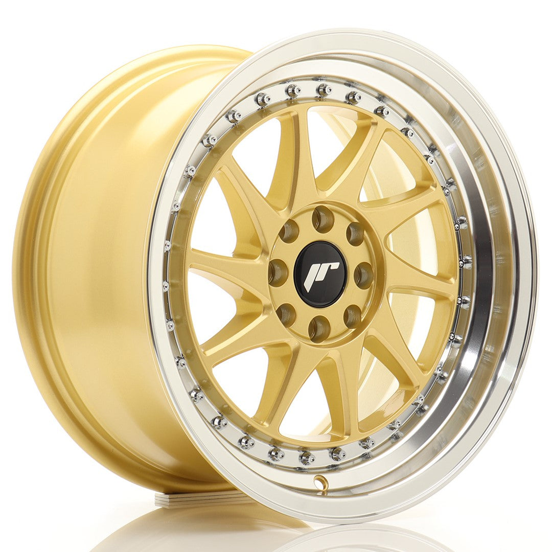JR Wheels JR26 16x8 ET25 4x100 Gold w/ Machined Lip