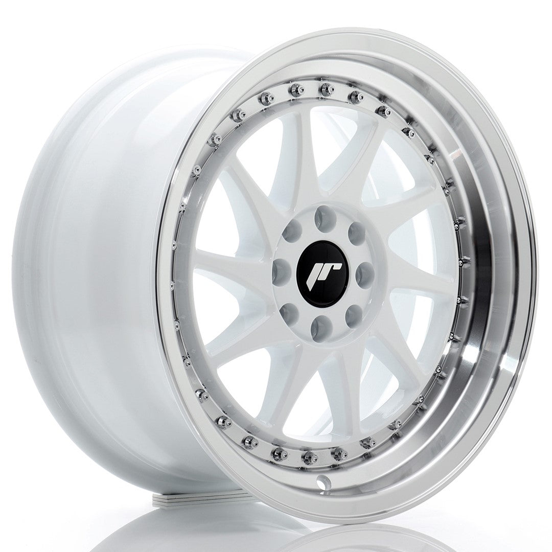 JR Wheels JR26 16x8 ET25 4x100 White w/ Machined Lip