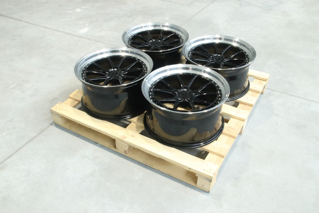Set of JR39 19x9,5 ET22 5x120 Gloss Black w/ Machined Lip