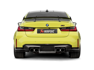Akrapovic BMW G8X 2026 Slip-On Titan — bakvinkel eksostupper
