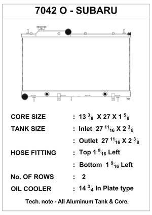 CSF Subaru STI/WRX 08+ Multi-Fit Race radiator med oljekjøler + Mocal Plate