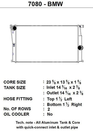 CSF BMW F20/F21/F22/F23/F30/F31/F34 GT/F32/F33/F36 Gran Coupe (MT) / i3 radiator