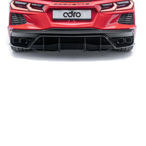ADRO Corvette C8 Rear Diffuser — nærbilde prepreg carbon finish