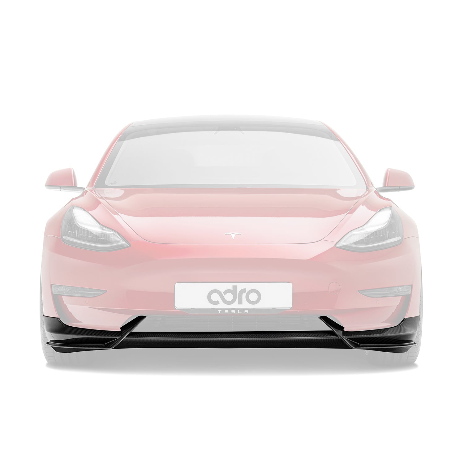 ADRO Tesla Model 3 Front Lip V1 Carbon Fiber — frontperspektiv
