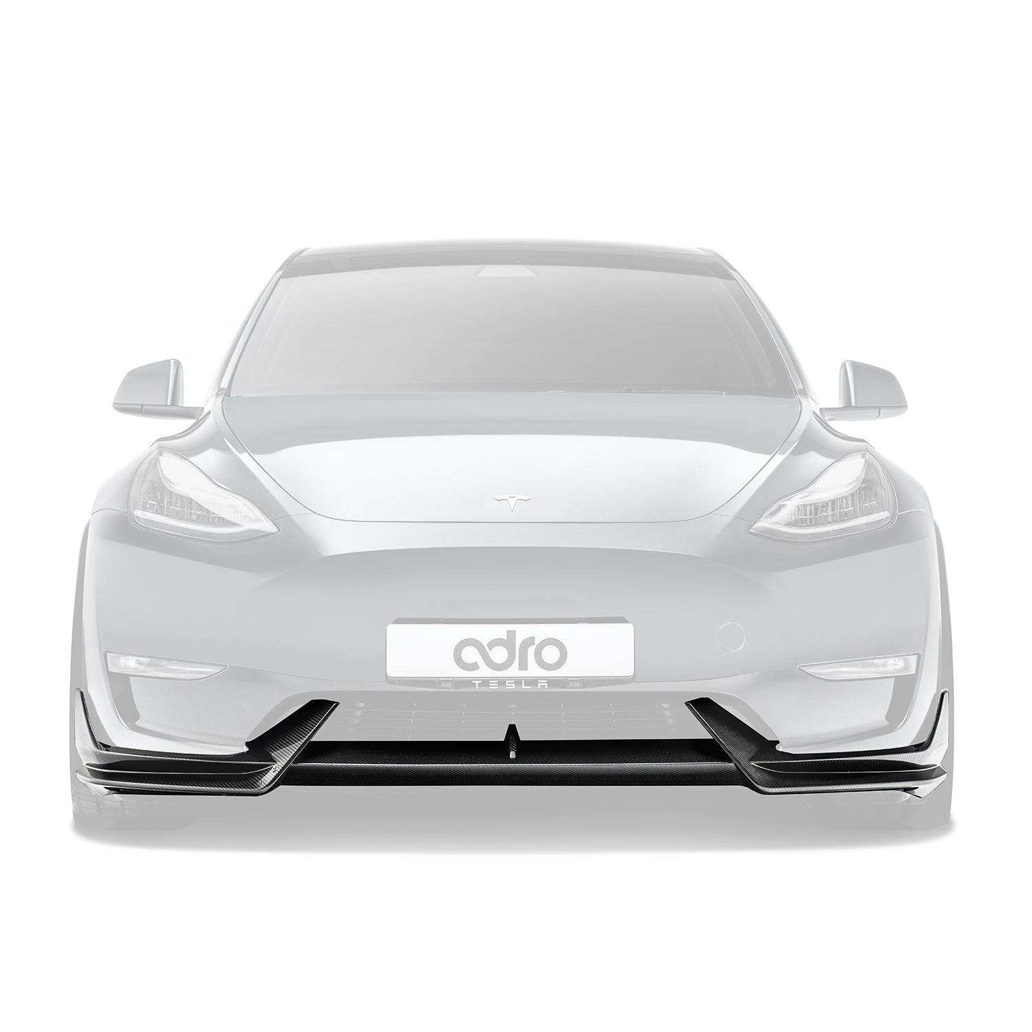 ADRO Tesla Model Y Front Lip V1 Carbon Fiber — frontperspektiv