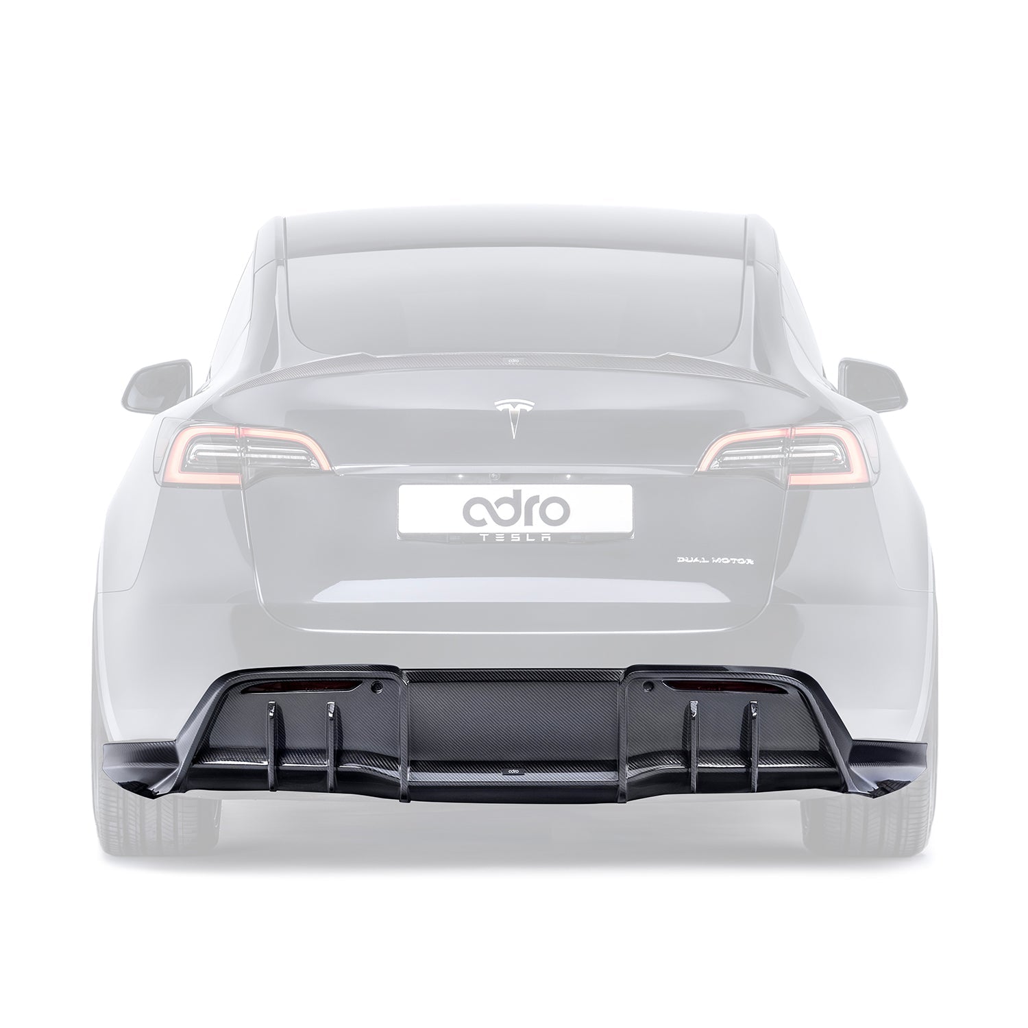 ADRO Tesla Model Y Rear Diffuser V1 Carbon Fiber — bakperspektiv