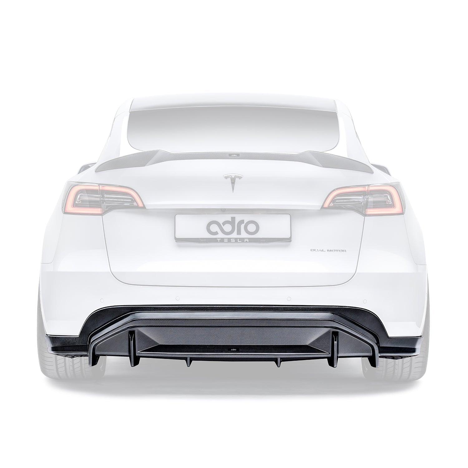 ADRO Tesla Model Y Rear Diffuser V2 Carbon Fiber — bakperspektiv