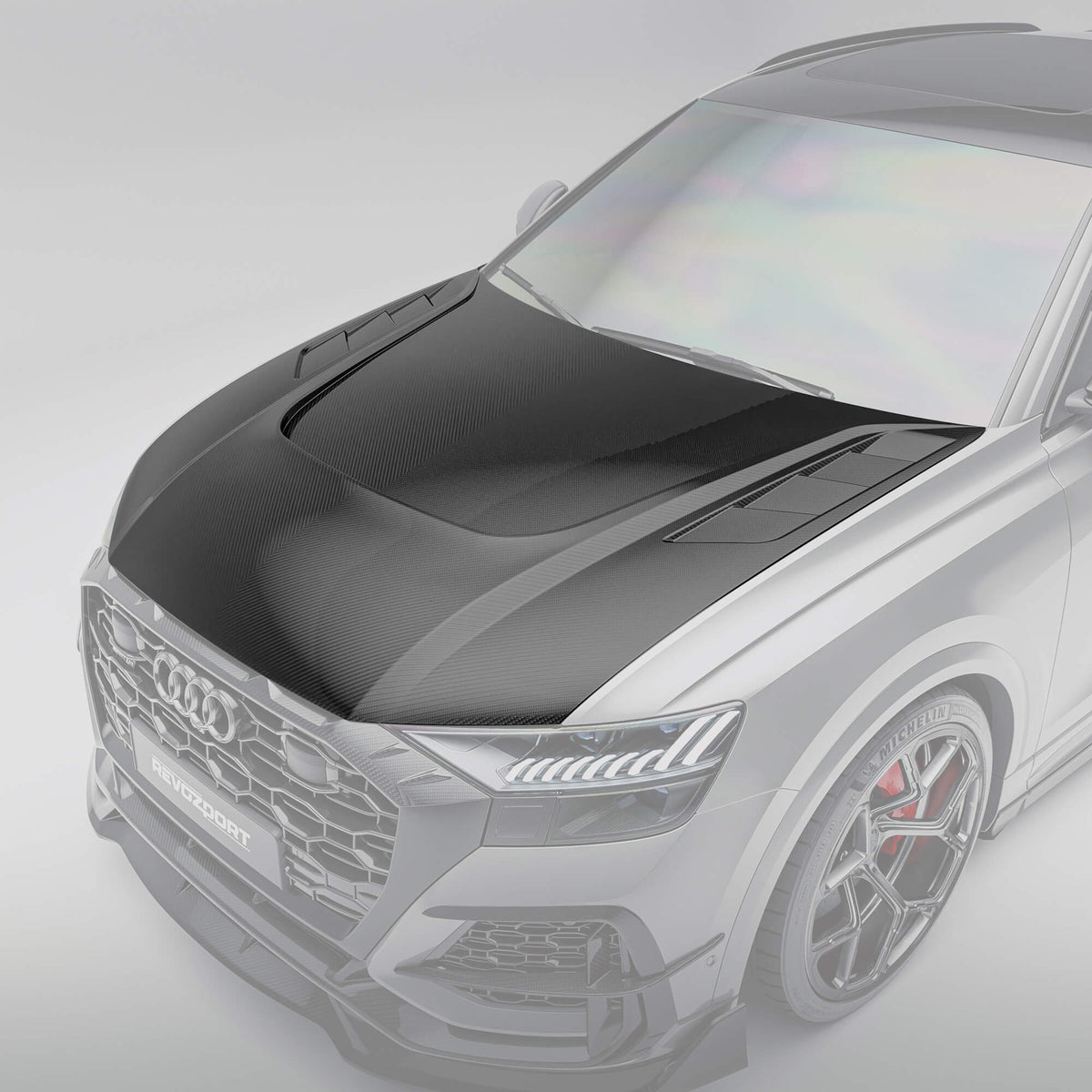 Audi RSQ8 LCI Pre-Facelift Carbon Fiber Hood: High-Contrast, Eye-Catching Effect from a Top-Down View