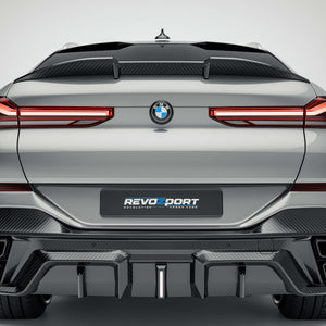 Partial Installation of a Carbon Fiber Rear Spoiler on a Pre-LCI BMW X6 G06