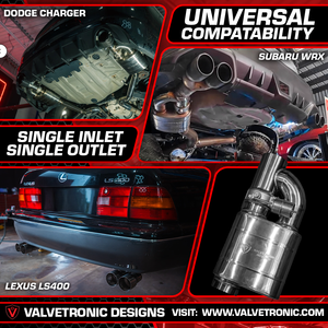 Valvetronic Designs Universal Valved Muffler Kit — Single Inlet Single Outlet 3.0 inch / 76 MM