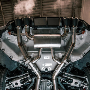 R44 BMW M3/M4 Race Cat-Back Eksosanlegg – Titanium med Carbon Endestusser (G8X) KONG PERFORMANCE