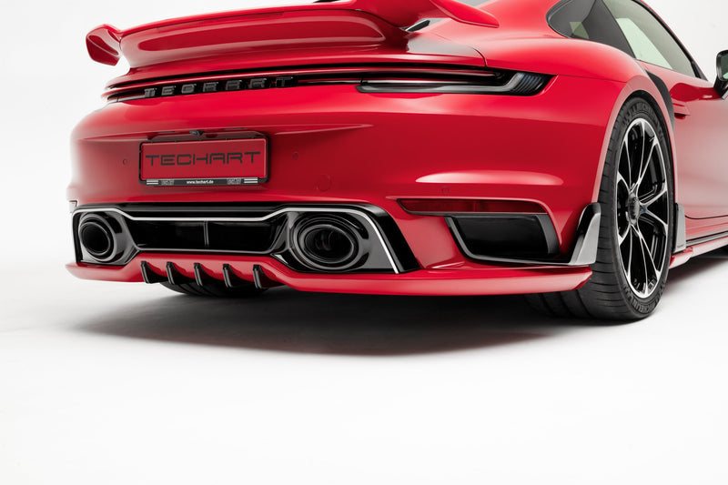 Techart Porsche 992.1 Turbo Rear Diffuser — bakperspektiv fullbredde