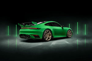 Techart Porsche 992 Carrera 4S Rear Spoiler II — python green detalj