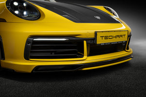 Techart Porsche 992.1 Carrera Front Spoiler I — racing yellow frontperspektiv