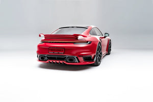 Techart Porsche 992.1 Turbo S Rear Diffuser — rød/sort lifestylefoto