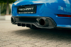 Techart Porsche 992.2 Carrera Rear Diffuser — blå/beige bakperspektiv