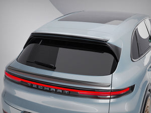 Techart Porsche Cayenne Turbo E3 Carbon Takspoiler — blå/sort bakperspektiv