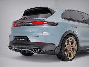 Techart Porsche Cayenne E3.2 Bakfanger Aero Finner PU — blå/sort bakperspektiv